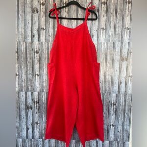 Meo meli 100% linen jumpsuit in‎ red made in Italy
